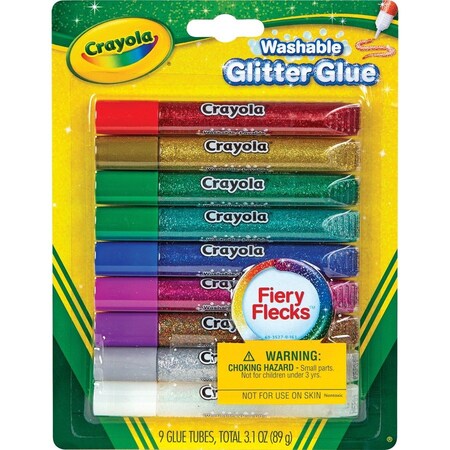 Crayola Washable Glitter Glue, 9 Carton, Assorted PK CYO693527